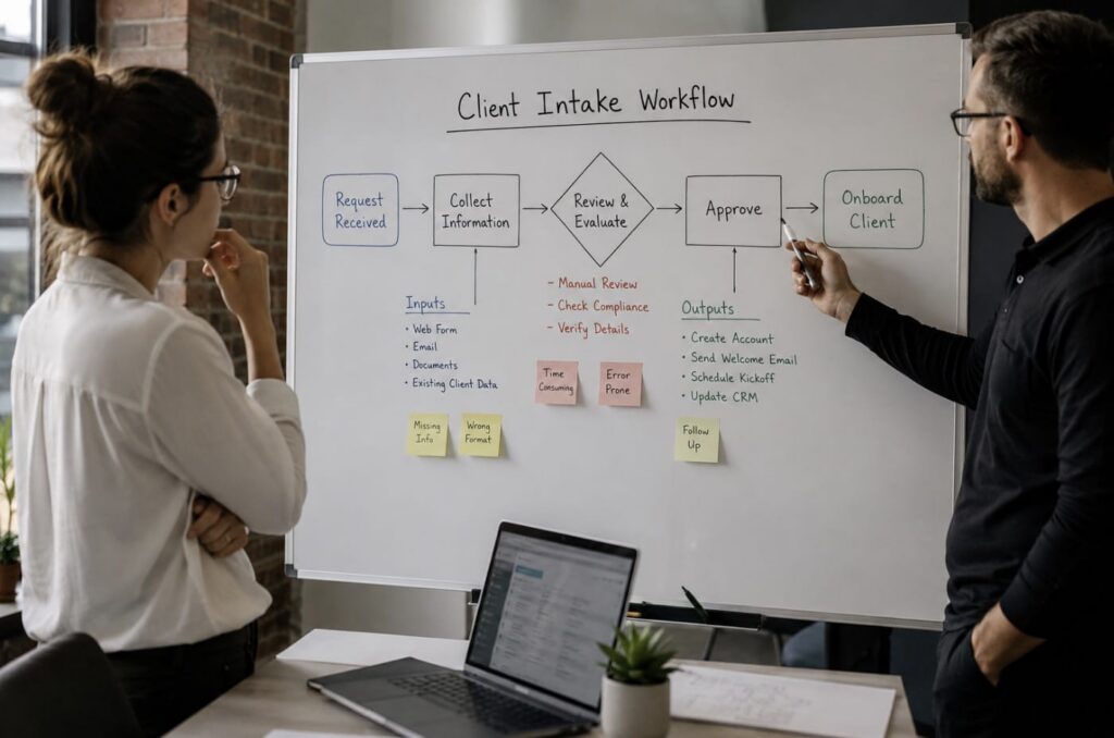AI workflow system connecting automation, business tools, and human review