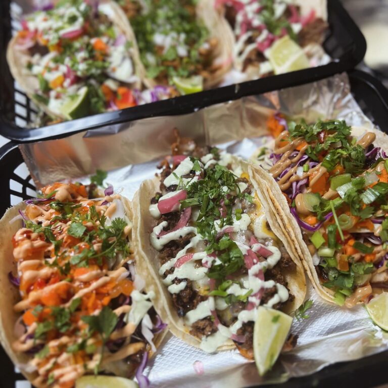 Carter’s Table tacos with fresh toppings and lime